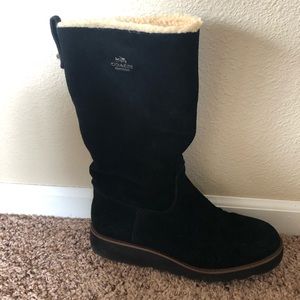 Coach black suede and shearling boots!